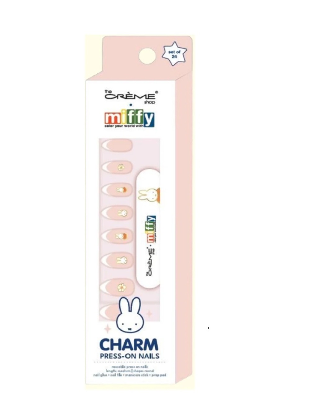 The Crème Shop X Miffy Charm Reusable Press On Nails; Set of 24